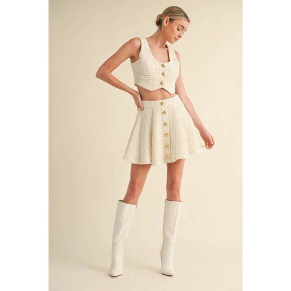 MABLE Dresses & Skirts - NEW MABLE jackie o tweed vest and skirt set in cream